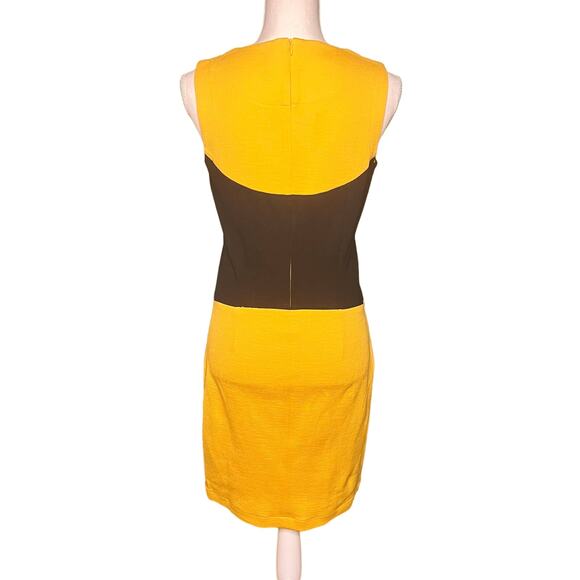 Buchanan Kang Size 4 Yellow Black Bodycon Sheath Dress Cinch Corset Sleeveless - Picture 2 of 8